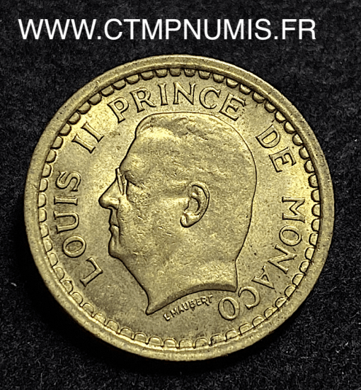 ,MONACO,1,FRANCS,BRONZE,LOUIS,II,1943,SPL,