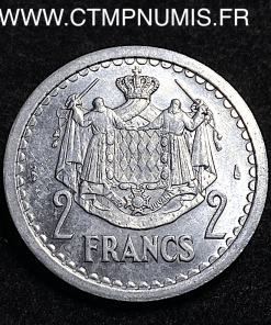 ,MONACO,2,FRANCS,ALUMINIUM,LOUIS,II,1943,SPL,