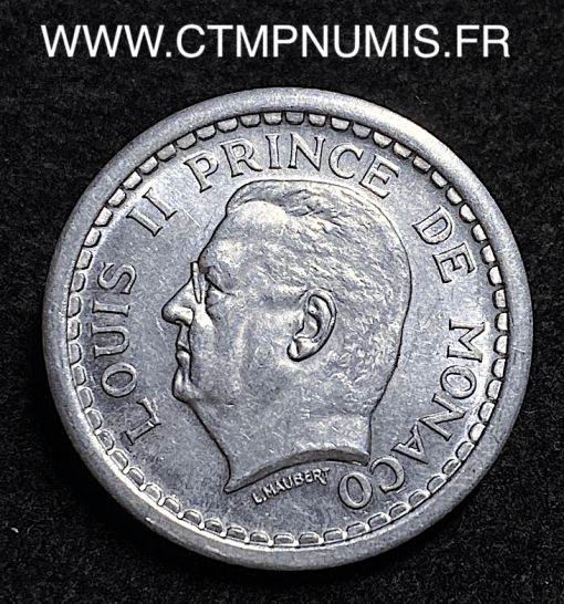 ,MONACO,2,FRANCS,ALUMINIUM,LOUIS,II,1943,SPL,