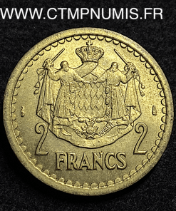 ,MONACO,2,FRANCS,BRONZE,LOUIS,II,1943,SPL,