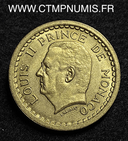 ,MONACO,2,FRANCS,BRONZE,LOUIS,II,1943,SPL,