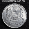 ,MONACO,5,FRANCS,ALUMINIUM,LOUIS,II,1945,SPL,