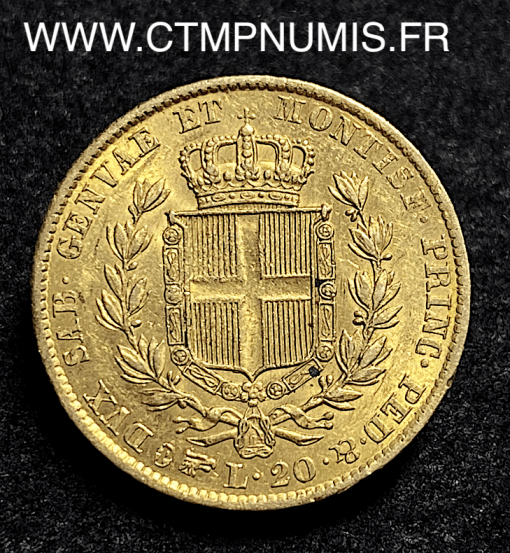 ,ITALIE,20,LIRE,OR,CHARLES,ALBERT,1849,TURIN,