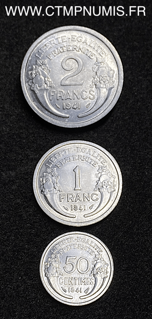 ,50,CENTIMES,1,2,FRANCS,MORLON,ALU,1941,SPL,