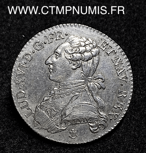 ,LOUIS,XVI,1/5,ECU,ARGENT,1788,H,LA,ROCHELLE,