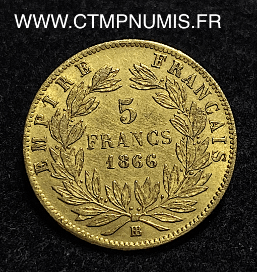 ,5,FRANCS,OR,NAPOLEON,III,1866,BB,STRASBOURG,