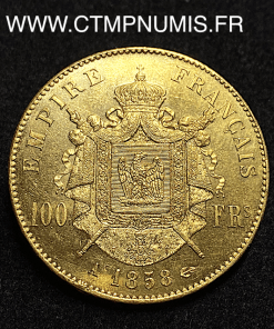 ,EMPIRE,100,FRANCS,OR,NAPOLEON,III,1858,PARIS,