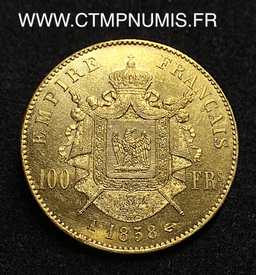 ,EMPIRE,100,FRANCS,OR,NAPOLEON,III,1858,PARIS,
