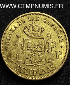 ,MONNAIE,PHILIPPINES,4,PESOS,OR,ISABEL,2°,1868,