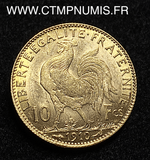 ,REPUBLIQUE,10,FRANCS,OR,COQ,1910,SUP,