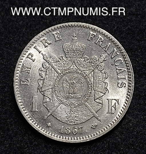 ,1,FRANCS,ARGENT,NAPOLEON,III,1867,PARIS,