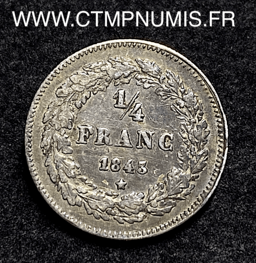 ,BELGIQUE,1/4,FRANC,ARGENT,LEOPOLD,I°,1843,