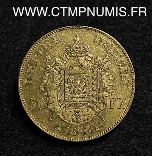 ,EMPIRE,50,FRANCS,OR,NAPOLEON,III,1856,PARIS,