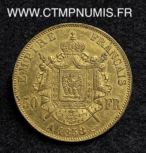 ,EMPIRE,50,FRANCS,OR,NAPOLEON,III,1858,PARIS,