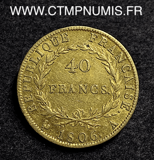 ,40,FRANCS,OR,NAPOLEON,EMPEREUR,1806,PARIS,