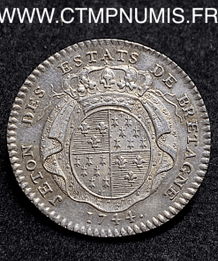 ,JETON,ARGENT,BRETAGNE,LOUIS,XV,1744,RENNES,