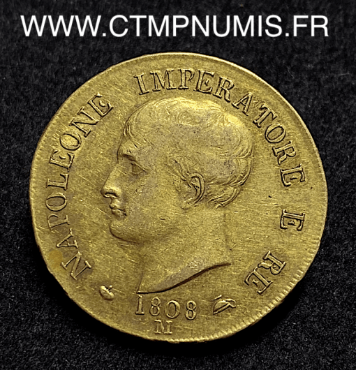 ,ITALIE,40,LIRE,OR,NAPOLEON,1808,M,MILAN,