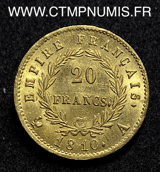 ,EMPIRE,20,FRANCS,OR,NAPOLEON,I°,1810,A,PARIS,