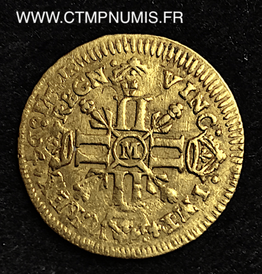 ,MONNAIE,ROYALE,LOUIS,XIV,1/2,LOUIS,OR,,AUX,8,L,ET,INSIGNES,1702,M,TOULOUSE,