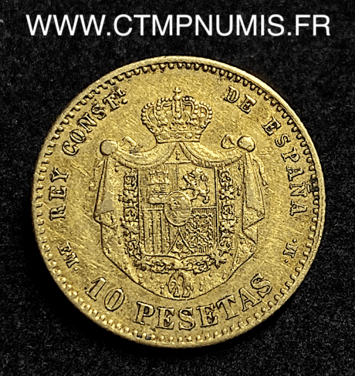 ,ESPAGNE,10,PESETAS,OR,ALPHONSE,XII,1878,78,