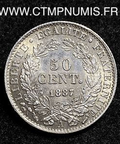 ,50,CENTIMES,ARGENT,1887,A,PARIS,SPL,