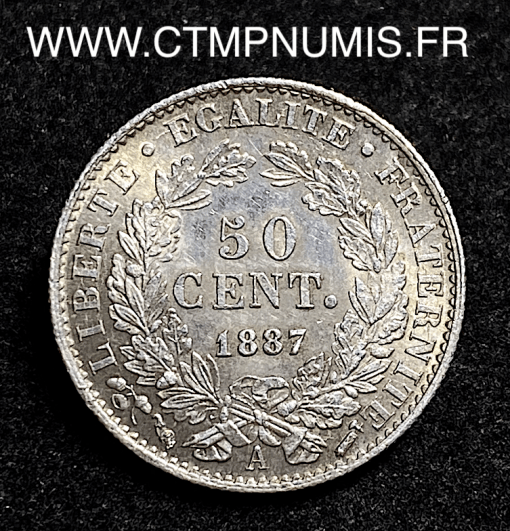 ,50,CENTIMES,ARGENT,1887,A,PARIS,SPL,