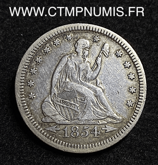 ,ETATS,UNIS,1/4,QUART,DE,DOLLAR,ARGENT,1854,