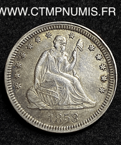 ,ETATS,UNIS,1/4,QUART,DE,DOLLAR,ARGENT,1858,