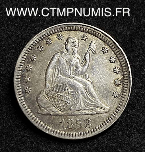 ,ETATS,UNIS,1/4,QUART,DE,DOLLAR,ARGENT,1858,