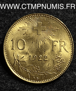 ,MONNAIE,SUISSE,10,FRANCS,OR,VRENELI,1922,