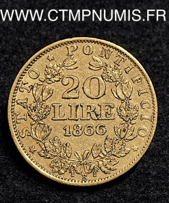 ,ITALIE,VATICAN,20,LIRE,OR,PIE,IX,1866,R,ROME,
