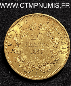 ,EMPIRE,20,FRANCS,OR,NAPOLEON,III,1857,PARIS,