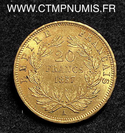 ,EMPIRE,20,FRANCS,OR,NAPOLEON,III,1857,PARIS,