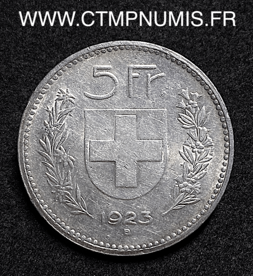 ,SUISSE,5,FRANCS,ARGENT,1923,B,BERNE,