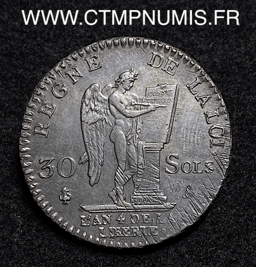 ,30,SOLS,ARGENT,CONTITUTION,1792,PARIS,