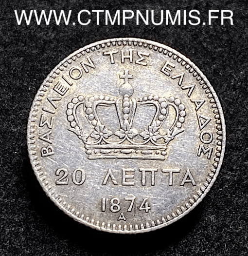 ,MONNAIE,GRECE,20,LEPTA,ARGENT,1874,A,PARIS,