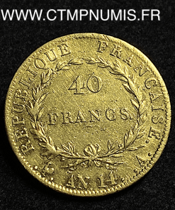 ,MONNAIE,REPUBLIQUE,40,FRANCS,OR,NAPOLEON,EMPEREUR,40,FRANCS,OR,AN,14,A,PARIS,