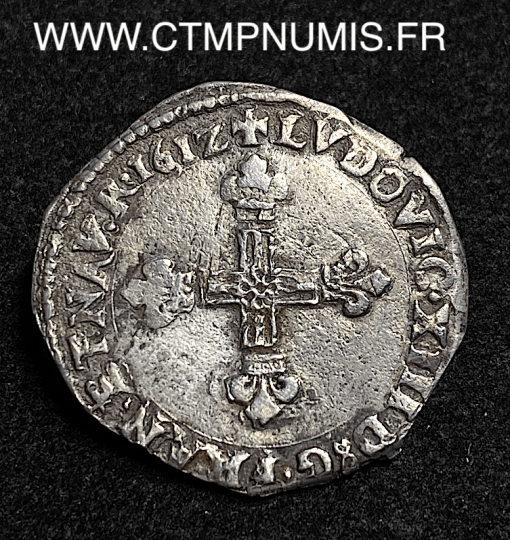 ,MONNAIE,ROYALE,LOUIS,XIII,1/8,ECU,ARGENT,1612,K,BORDEAUX,