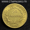 ,MONNAIE,40,FRANCS,OR,NAPOLEON,EMPEREUR,TETE,NUE,1806,PARIS,