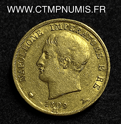 ,MONNAIE,ITALIE,20,LIRE,OR,NAPOLEON,I°,1809,M,MILAN,