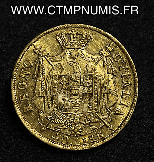 ,MONNAIE,ITALIE,40,LIRE,OR,NAPOLEON,I°,RE,IMPERATORE,1814,M,MILAN,