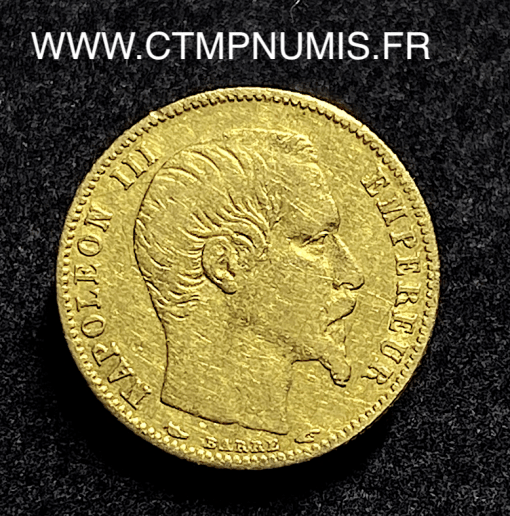 ,MONNAIE,EMPIRE,5,FRANCS,OR,PETIT,MODULE,NAPOLEON,III,1854,PARIS,TRANCHE,STRIEE,