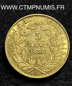 ,MONNAIE,EMPIRE,5,FRANCS,OR,NAPOLEON,III,TETE,NUE,1856,A,PARIS,