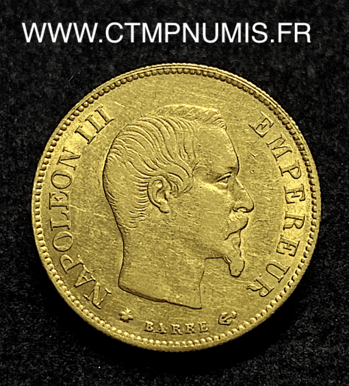 ,10,FRANCS,OR,NAPOLEON,III,TETE,NUE,1858,BB,STRASBOURG,