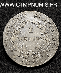 ,CONSULAT,1,FRANC,ARGENT,BONAPARTE,CONSUL,AN,12,PARIS,