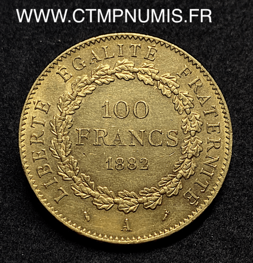 ,MONNAIE,100,FRANCS,OR,GENIE,1882,PARIS,