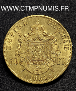 ,MONNAIE,EMPIRE,50,FRANCS,OR,NAPOLEON,III,TETE,LAUREE,1864,PARIS,