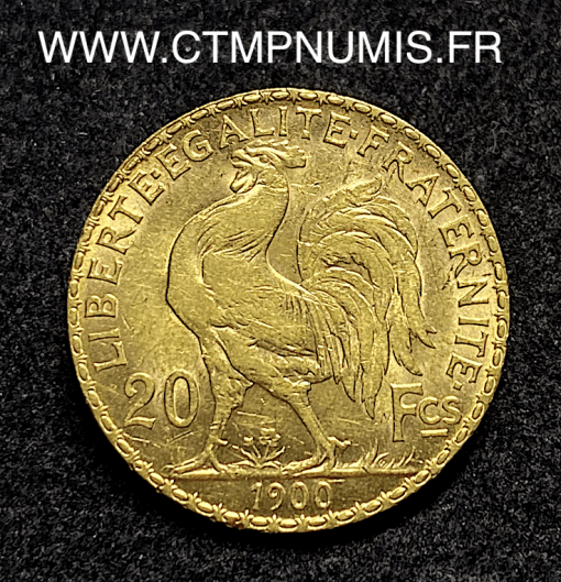 ,MONNAIE,20,FRANCS,OR,COQ,1900,