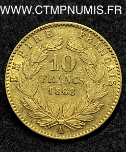 ,MONNAIE,EMPIRE,10,FRANCS,OR,NAPOLEON,III,TETE,LAUREE,1868,PARIS,