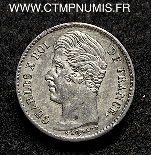 ,CHARLES,X,1/4,FRANC,ARGENT,1827,PARIS,